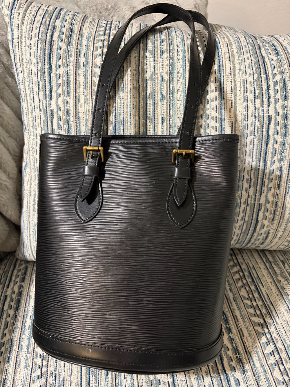 Black Structured Leather Tote Bag